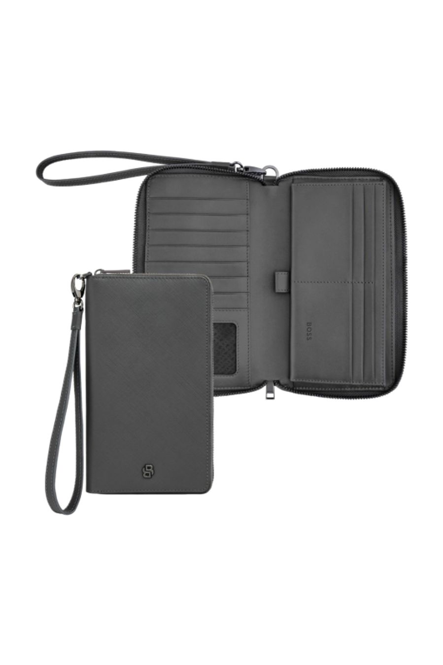 Brieftasche Double B Saffiano Grey