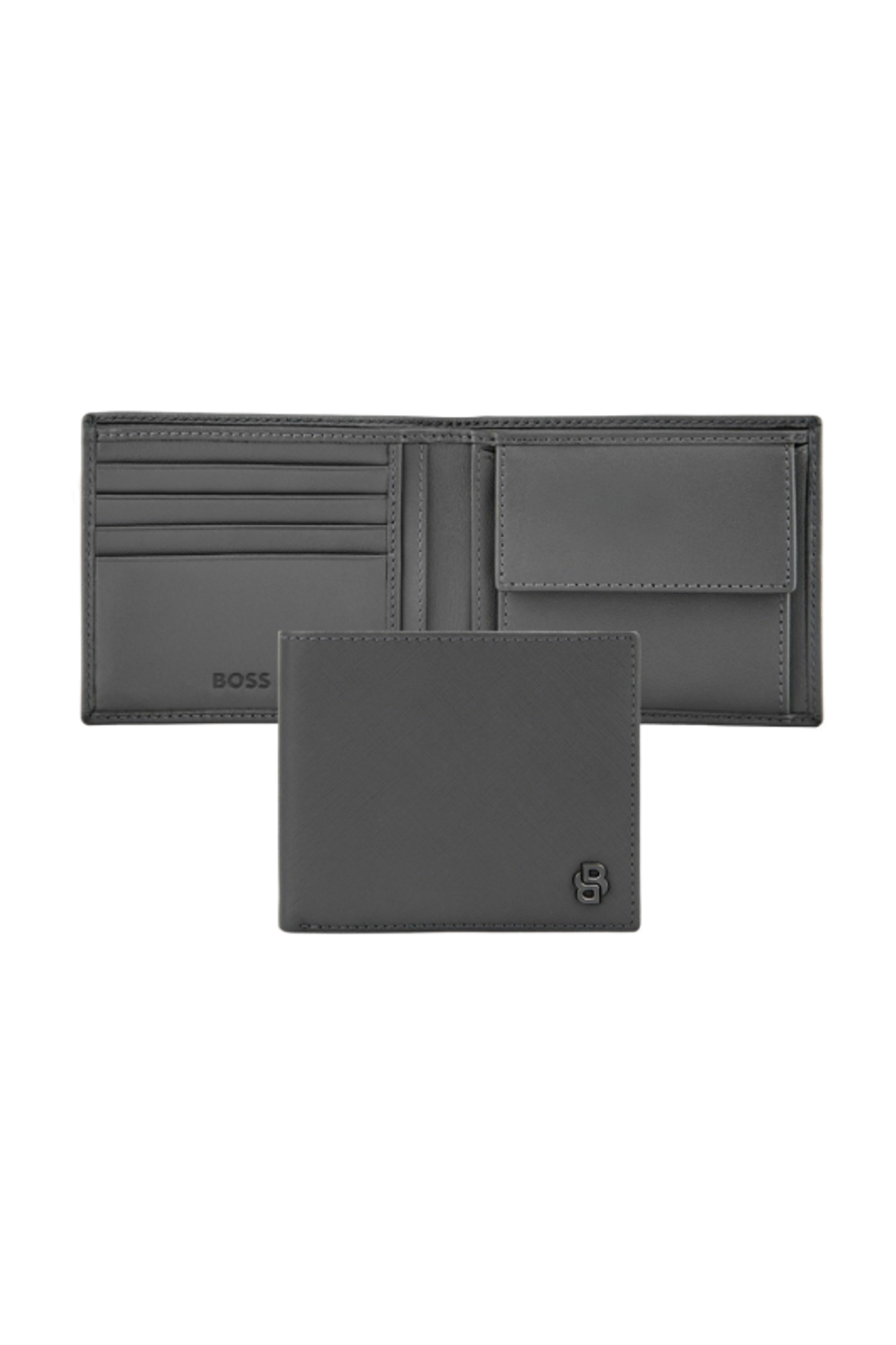 Portefeuille porte-monnaie Double B Saffiano Grey