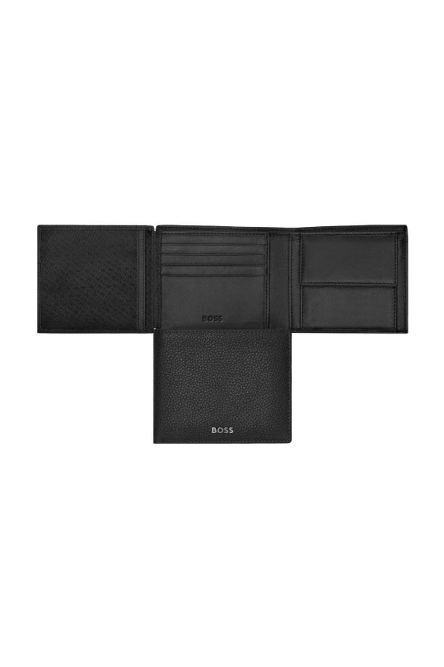 Portafoglio con porta monete Classic Grained Black