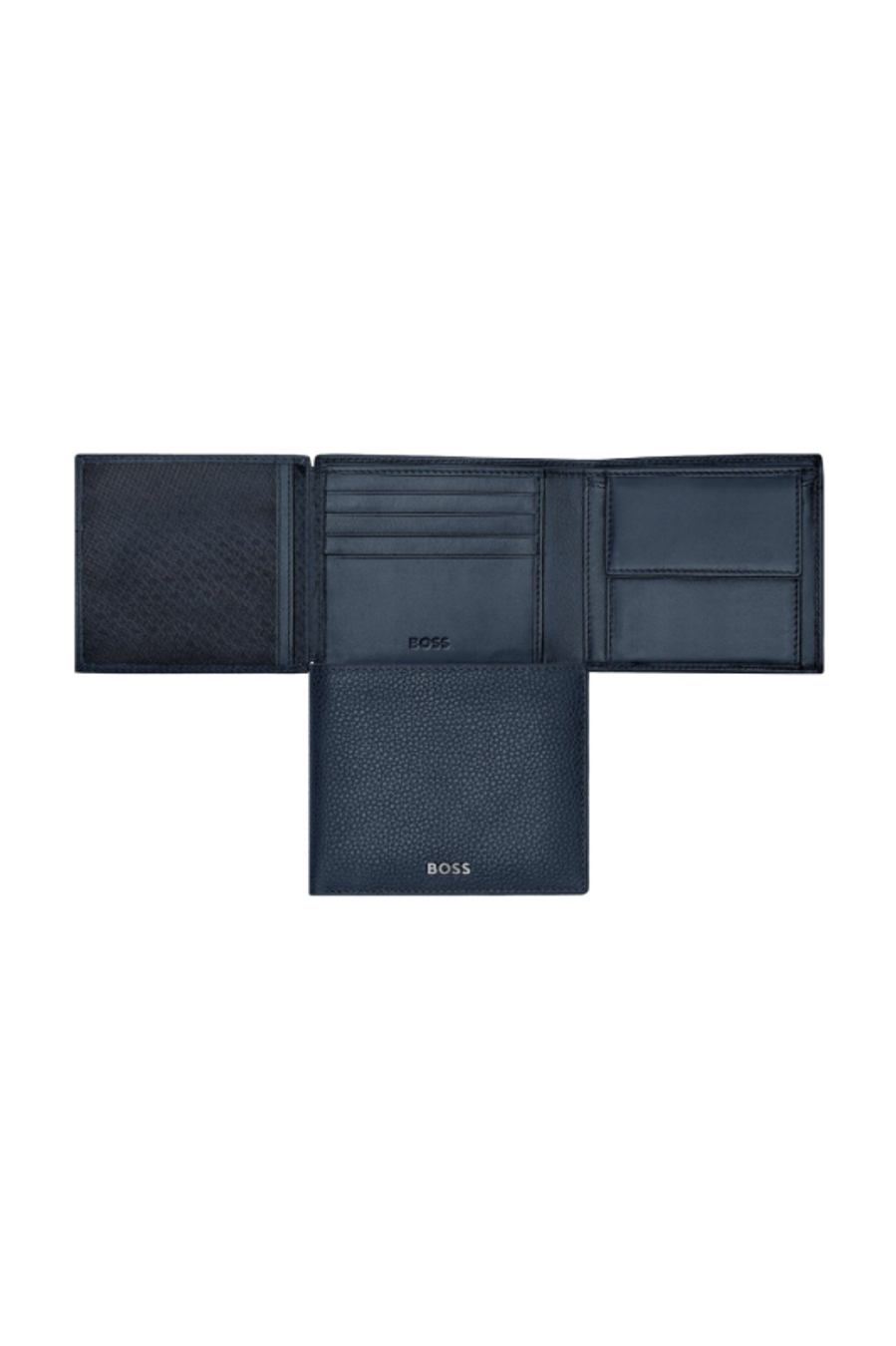 Portafoglio con porta monete Classic Grained Navy