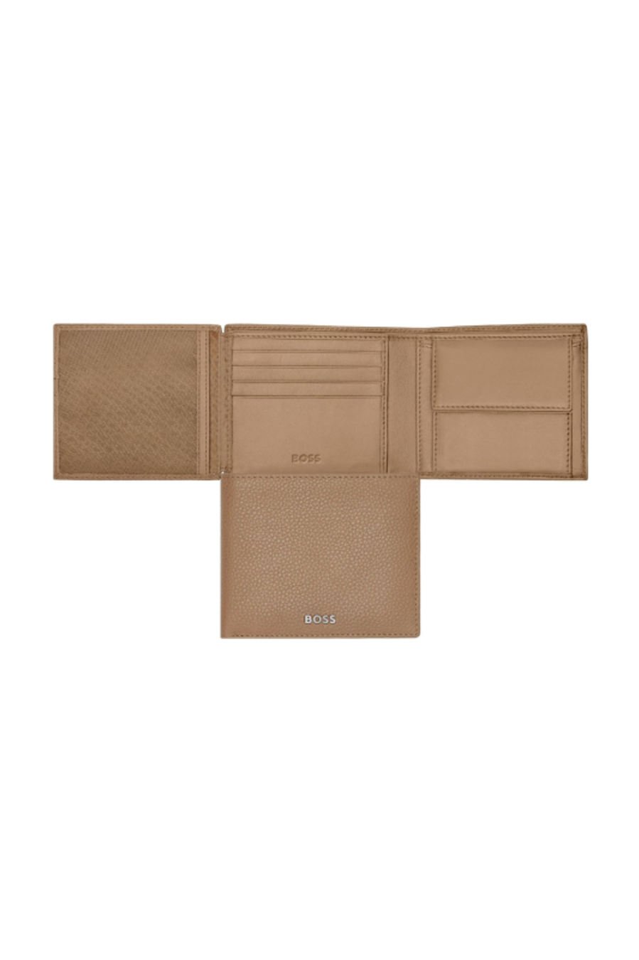 Portafoglio con porta monete Classic Grained Camel