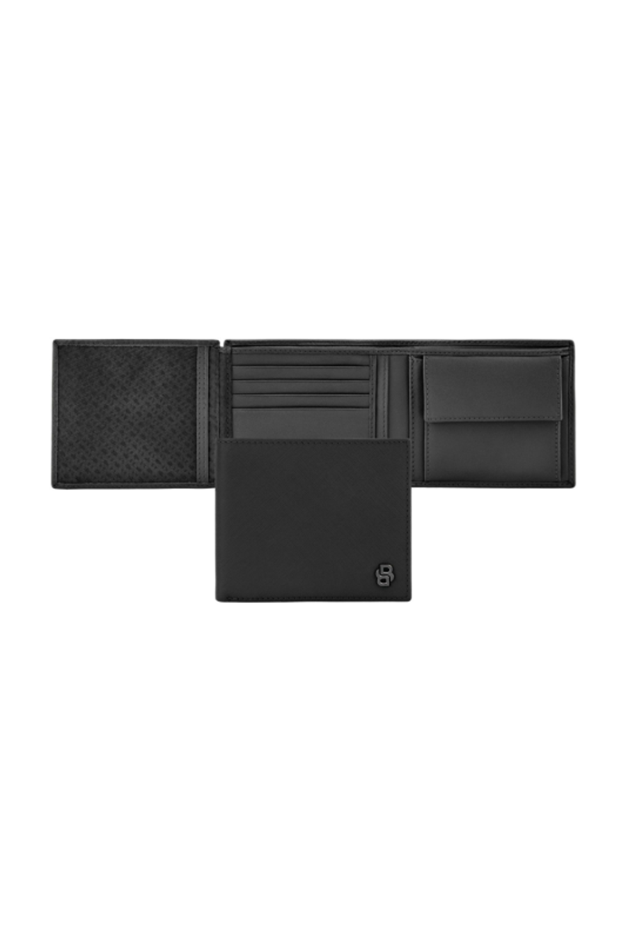 Portafoglio con porta monete Double B Saffiano Black