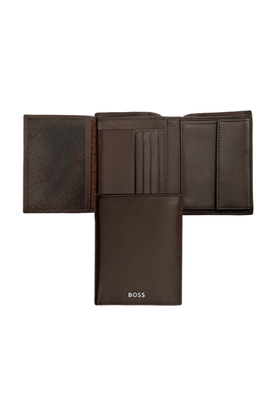 Portefeuille Vertical porte-monnaie avec flap Classic Smooth Brown