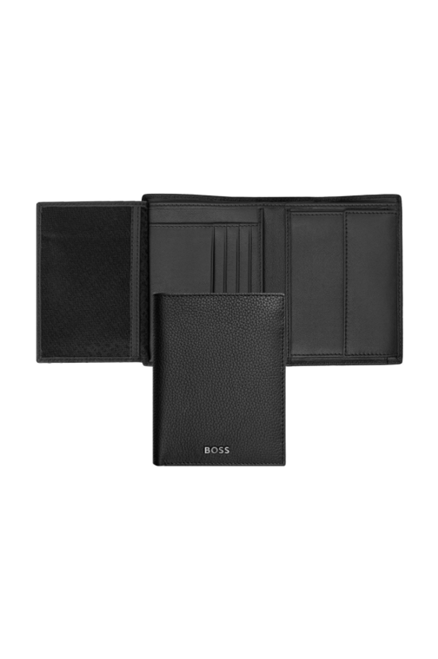 Portafoglio con porta monete Classic Grained Black