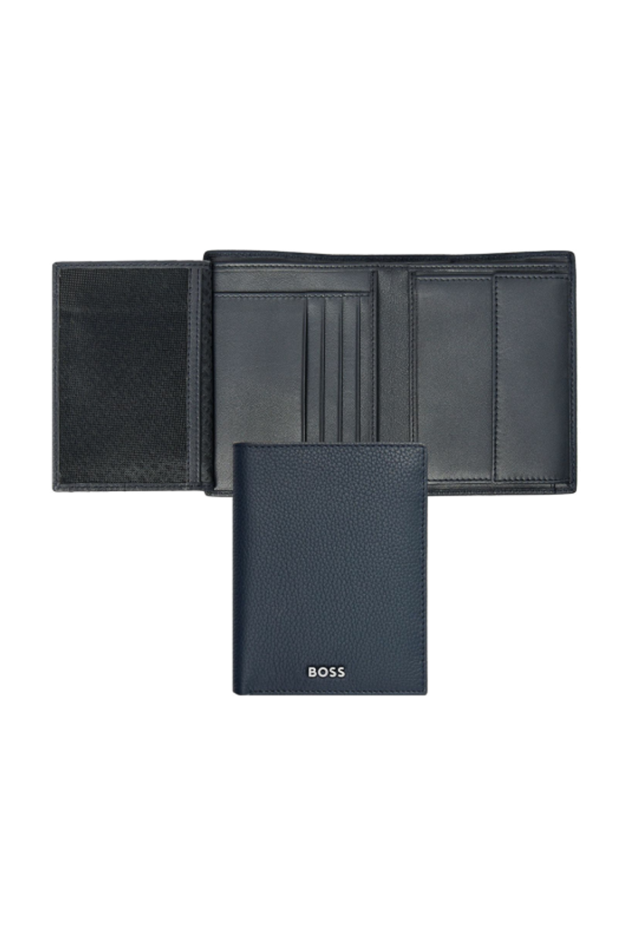 Portafoglio con porta monete Classic Grained Navy