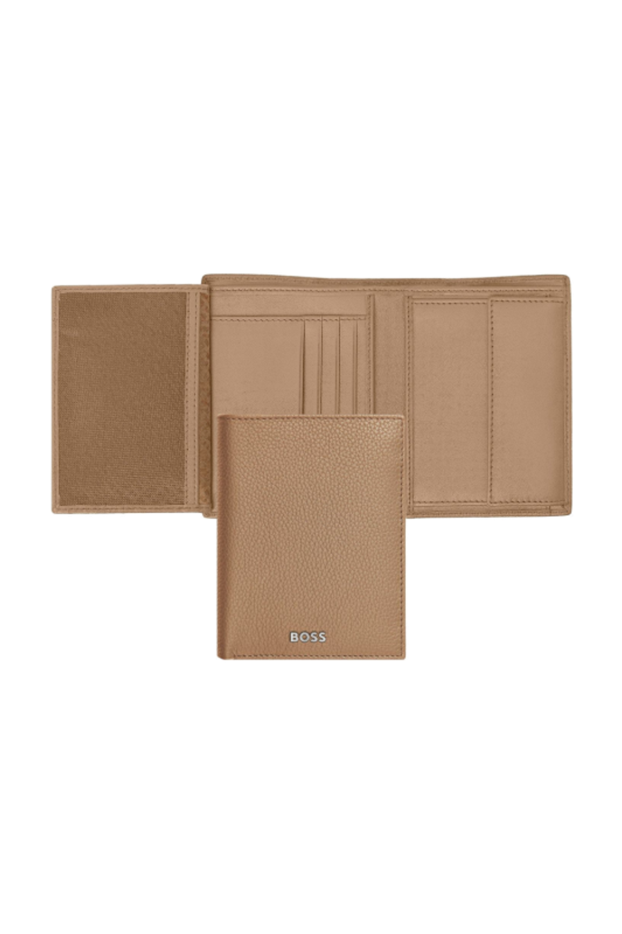 Portafoglio con porta monete Classic Grained Camel