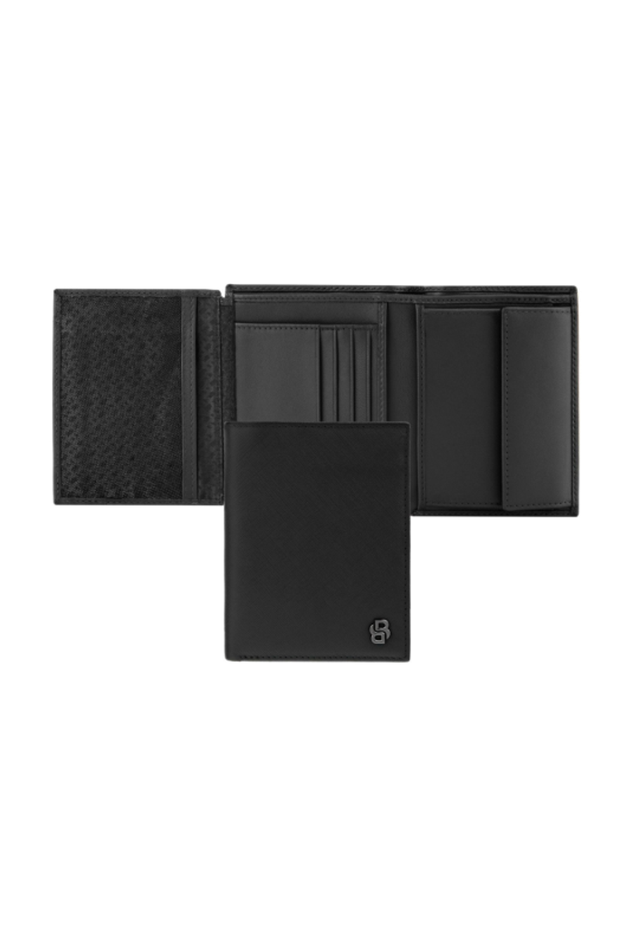 Portafoglio con porta monete Double B Saffiano Black