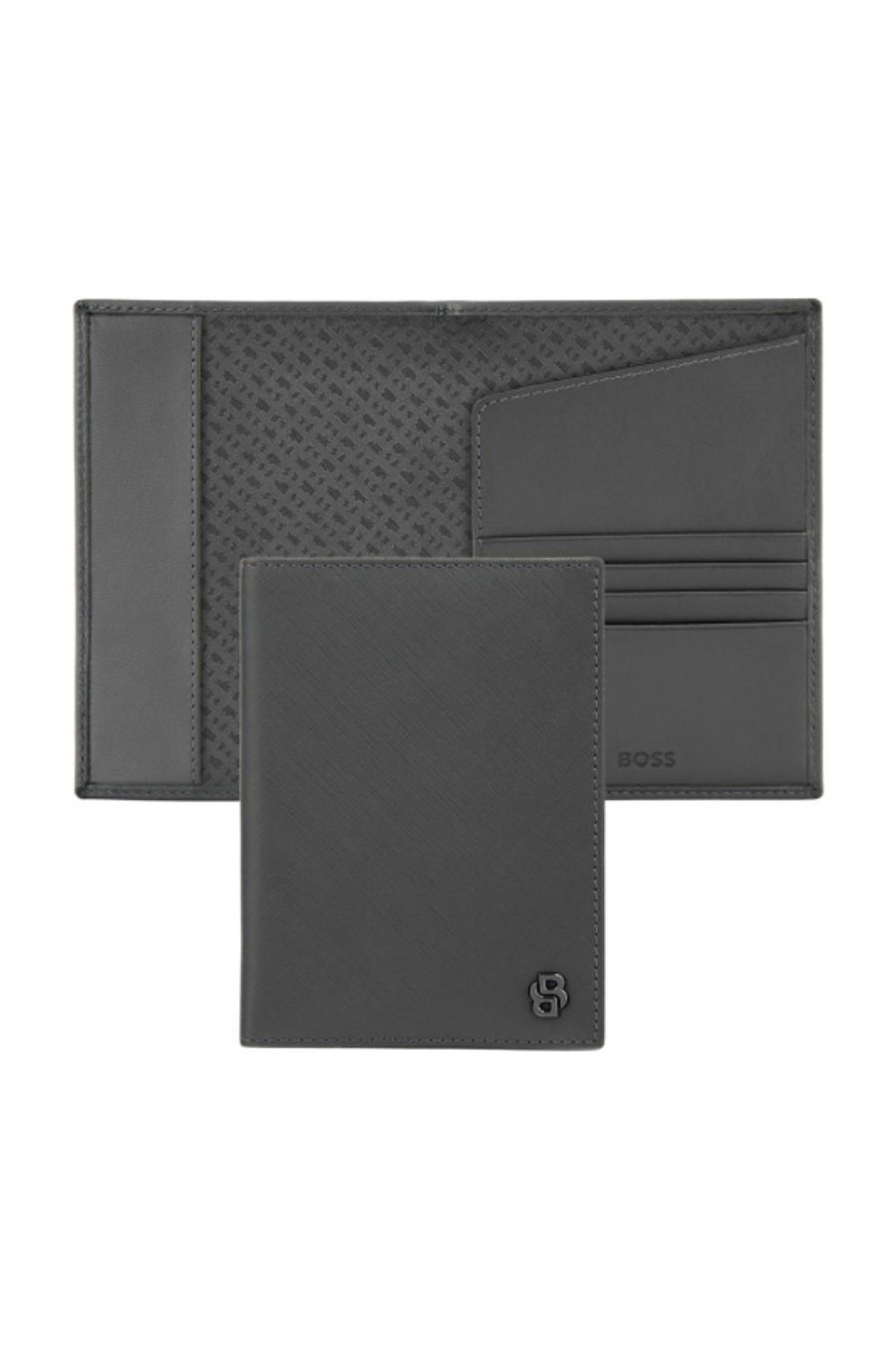 Reisebrieftasche Double B Saffiano Grey