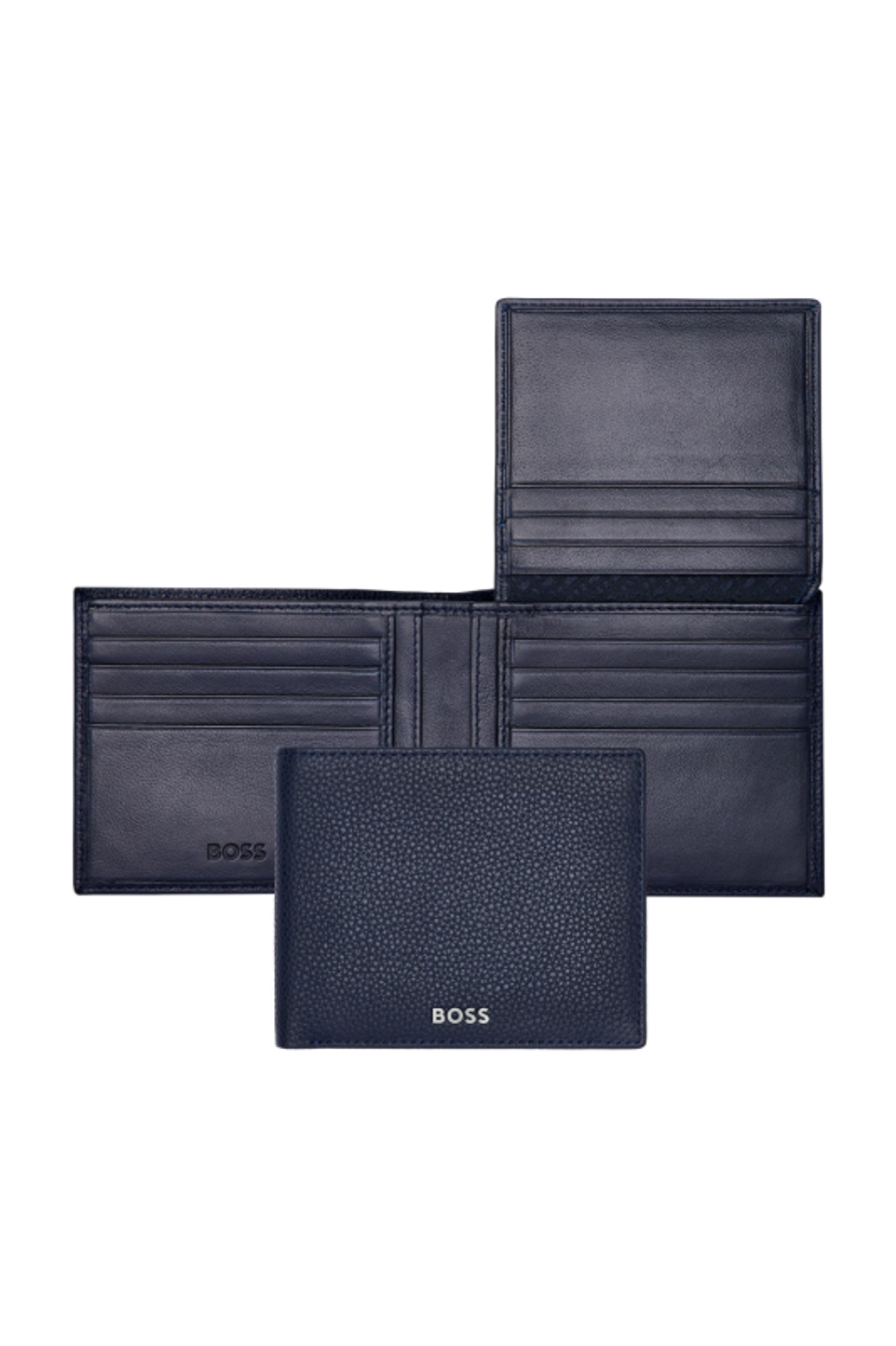 Portafoglio per carte con patta Classic Grained Navy