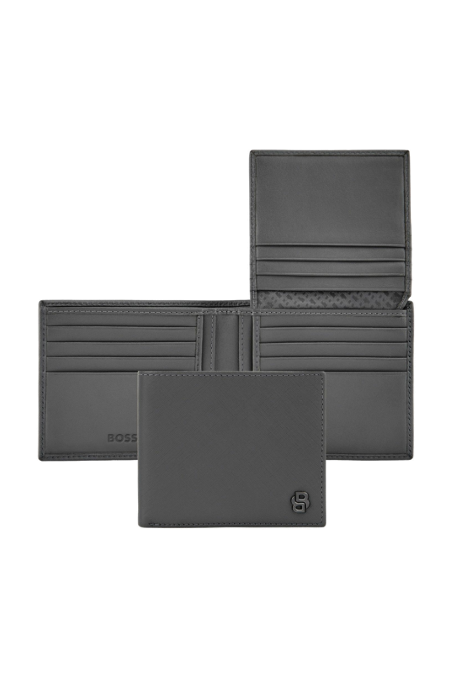 Portefeuille avec flap Double B Saffiano Grey