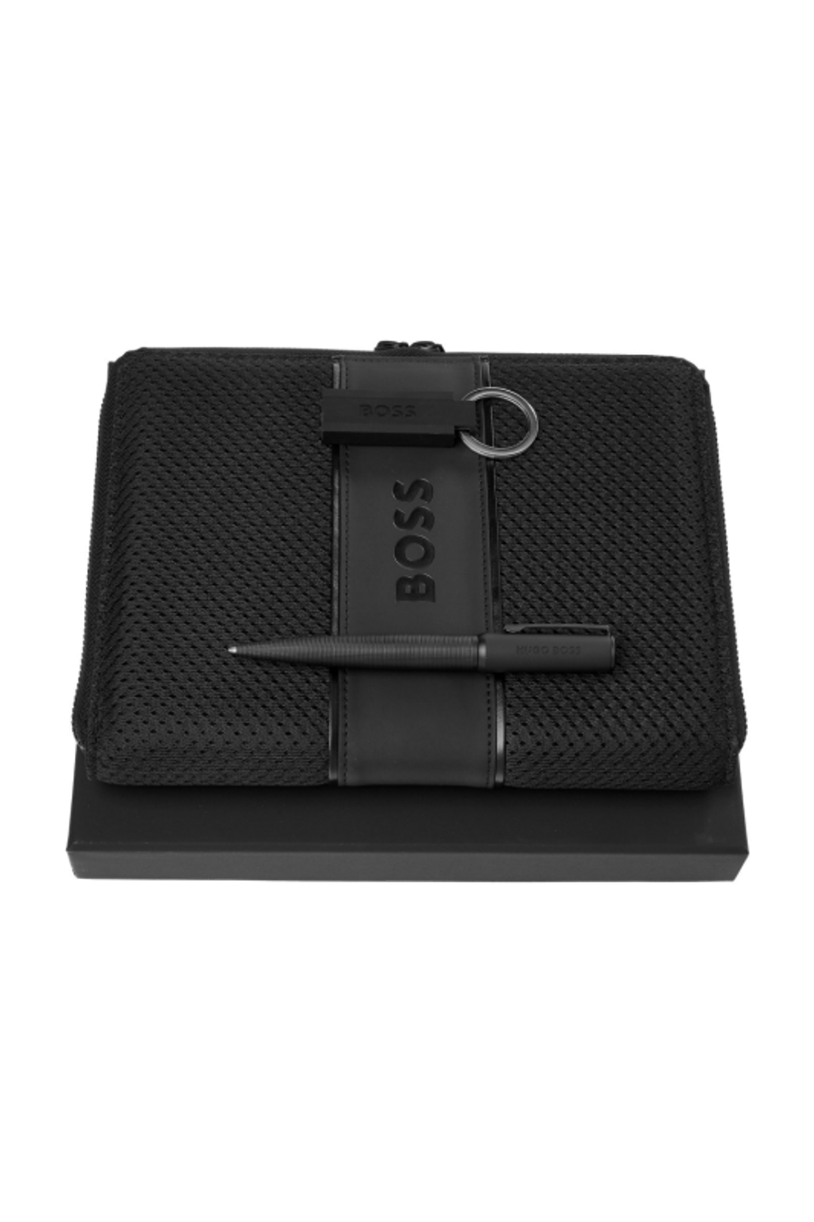 Parure HUGO BOSS (stylo bille, conférencier A5 & porte-clefs)