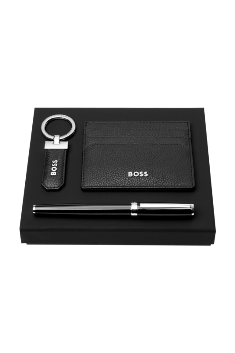 Parure HUGO BOSS Black (stylo roller, porte-clefs & porte-cartes)